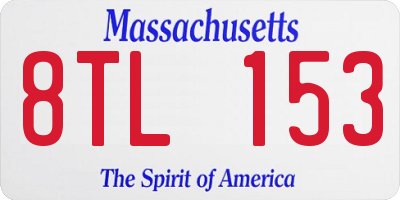 MA license plate 8TL153