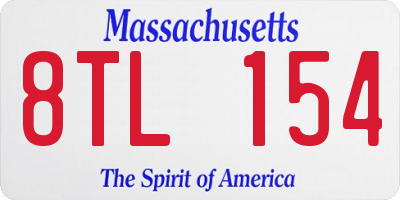 MA license plate 8TL154