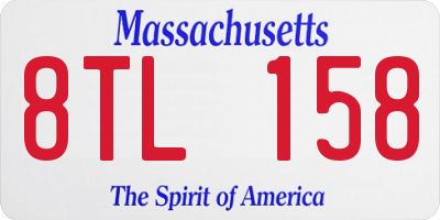 MA license plate 8TL158