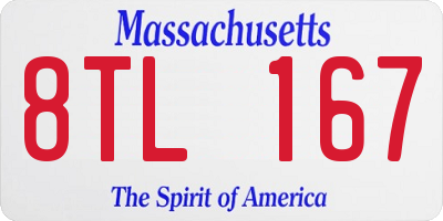 MA license plate 8TL167