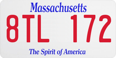 MA license plate 8TL172