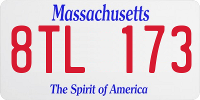 MA license plate 8TL173