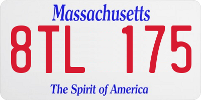 MA license plate 8TL175
