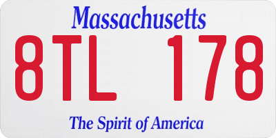 MA license plate 8TL178