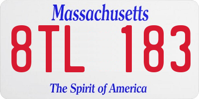 MA license plate 8TL183
