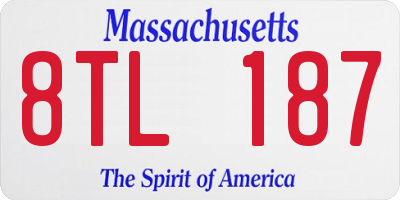 MA license plate 8TL187