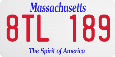 MA license plate 8TL189