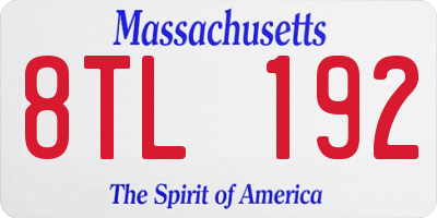 MA license plate 8TL192