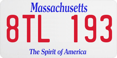 MA license plate 8TL193