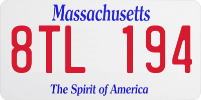MA license plate 8TL194