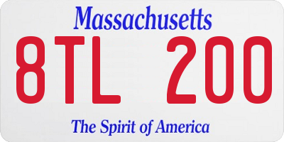MA license plate 8TL200