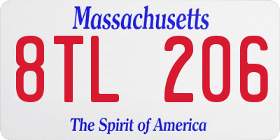 MA license plate 8TL206