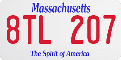 MA license plate 8TL207