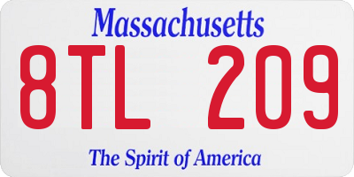 MA license plate 8TL209