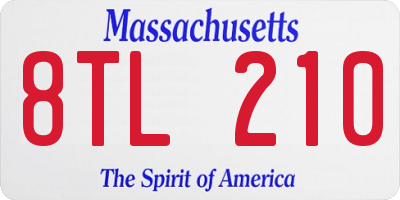 MA license plate 8TL210