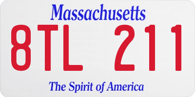 MA license plate 8TL211