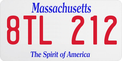 MA license plate 8TL212