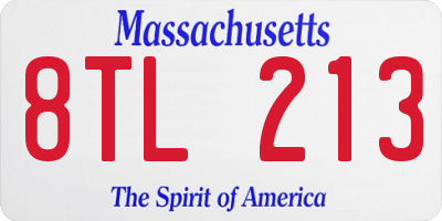 MA license plate 8TL213