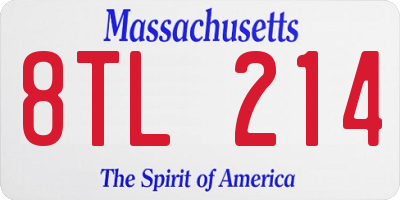 MA license plate 8TL214