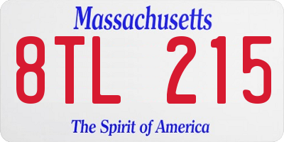 MA license plate 8TL215
