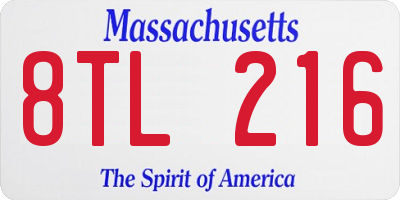 MA license plate 8TL216