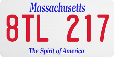 MA license plate 8TL217