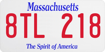 MA license plate 8TL218