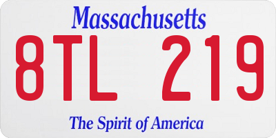 MA license plate 8TL219