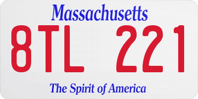 MA license plate 8TL221