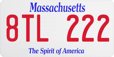 MA license plate 8TL222