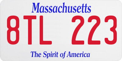 MA license plate 8TL223