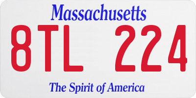MA license plate 8TL224