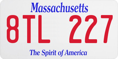 MA license plate 8TL227