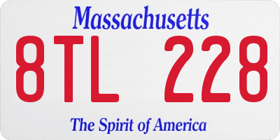 MA license plate 8TL228