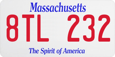 MA license plate 8TL232