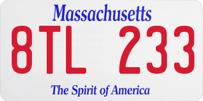 MA license plate 8TL233