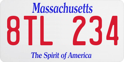 MA license plate 8TL234