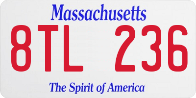 MA license plate 8TL236