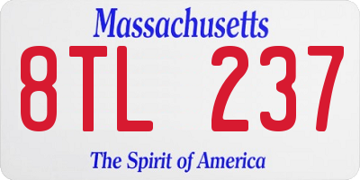 MA license plate 8TL237