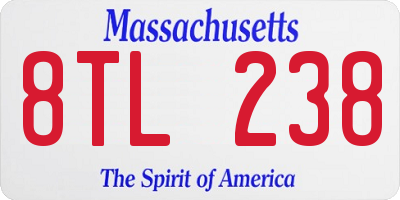 MA license plate 8TL238
