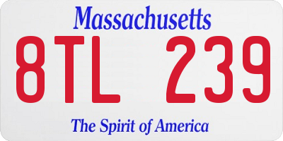 MA license plate 8TL239