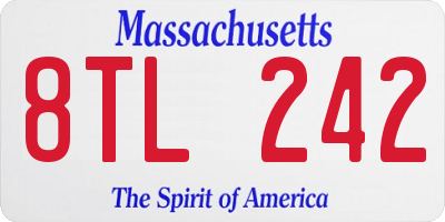 MA license plate 8TL242