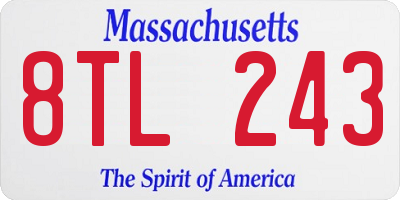 MA license plate 8TL243