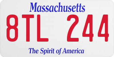 MA license plate 8TL244