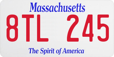 MA license plate 8TL245