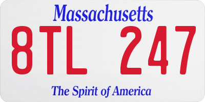 MA license plate 8TL247