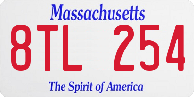 MA license plate 8TL254