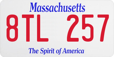 MA license plate 8TL257