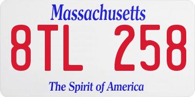 MA license plate 8TL258