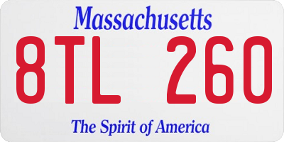 MA license plate 8TL260